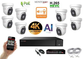 MS AI Aktiv IP 8 kamerový set se switchem 8 Mpix WDome (6077K8B)